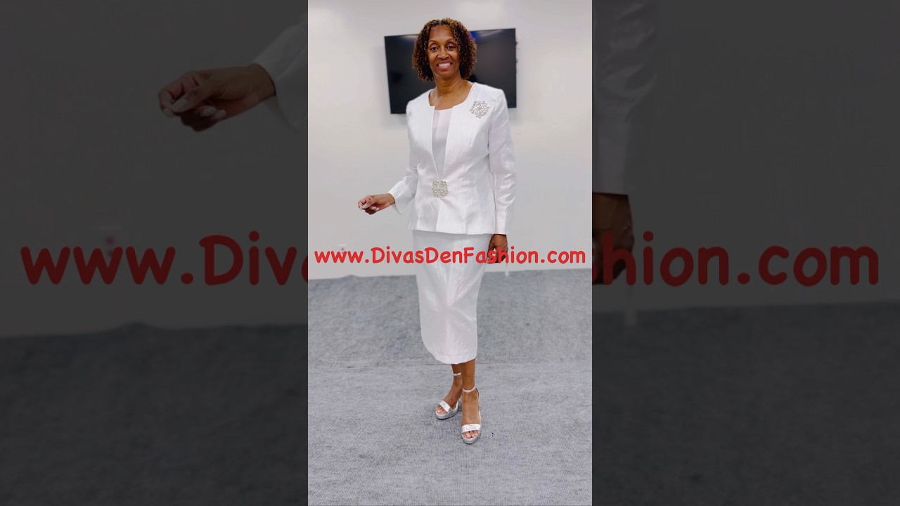 Lily & Taylor 4869 Jacquard White Skirt Suit