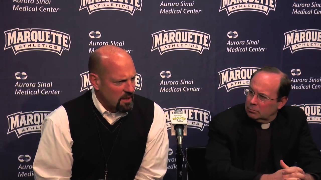 Larry Williams and Rev. Scott R. Pilarz, SJ on Marquette BIG EAST Departure