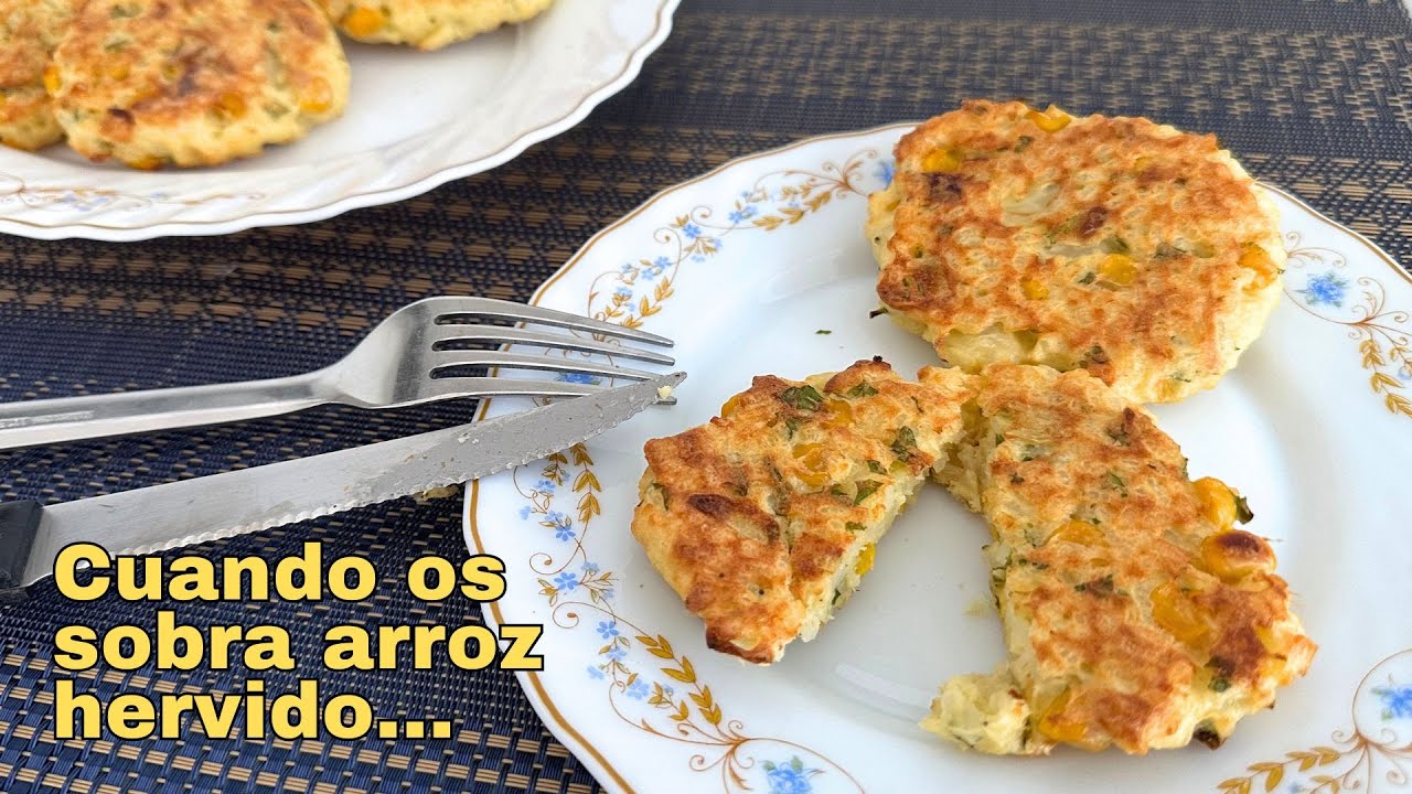Cuando os sobra arroz hervido: Tortitas de arroz con maíz, al horno