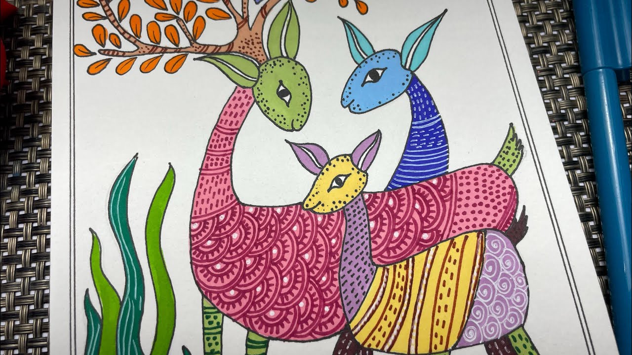Gond Art Painting Tutorial || how to draw GOND ART for beginners || Indian Tribal art || Folk Art