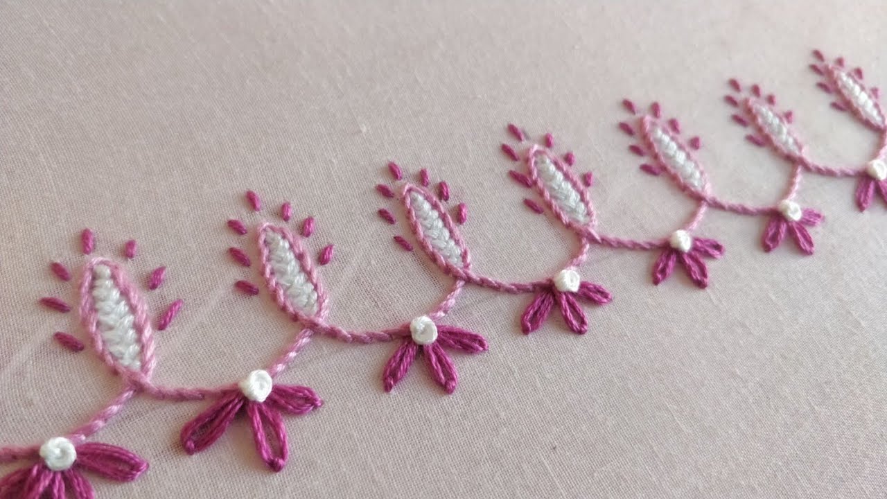 Easy & Simple Embroidery Border for Dress/Sleeves/Kurti (Hand Embroidery Work)