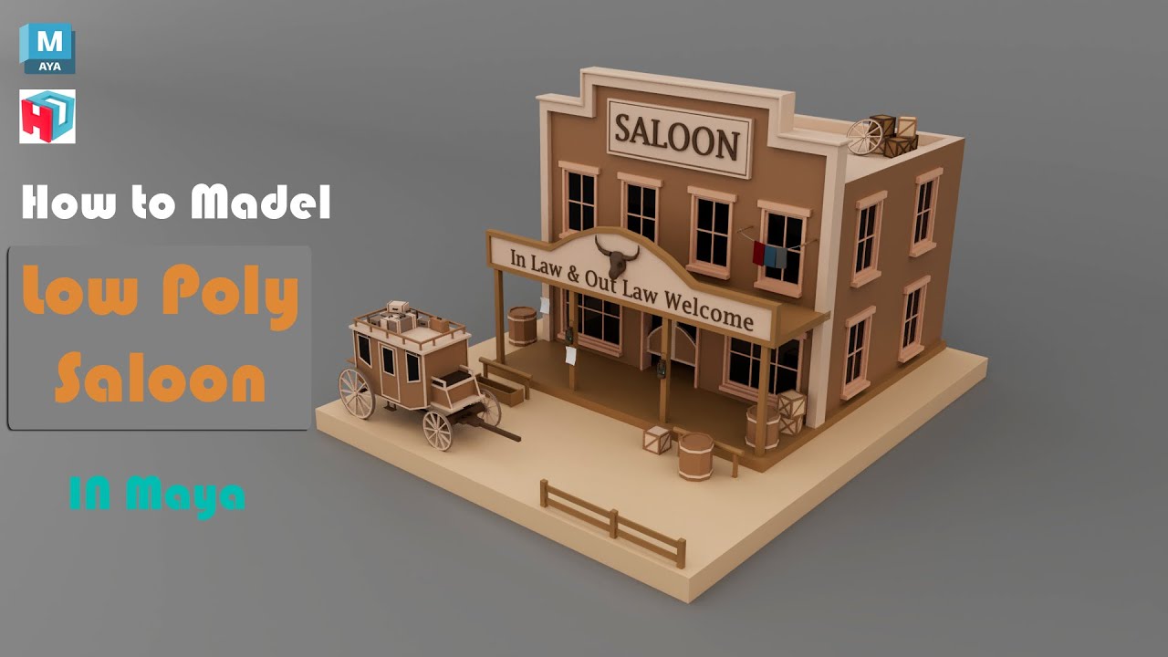 How to Model a Low poly isometric Saloon in Autodesk Maya | Autodesk Maya tutorial.