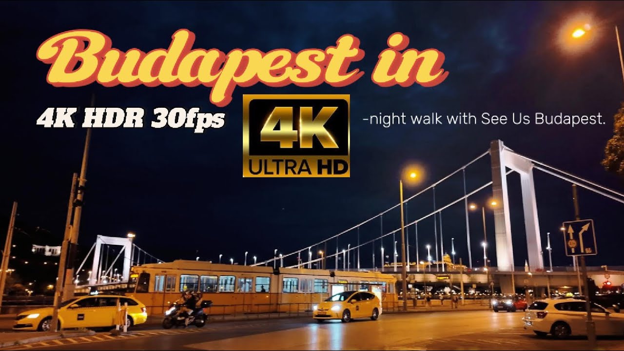 BUDAPEST SUMMER NIGHT WALK WITH CITY SOUNDS (4K)