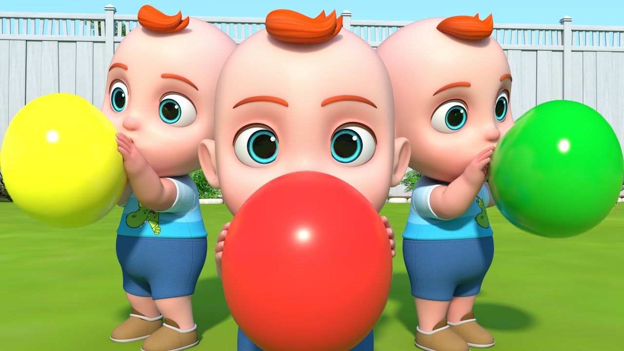 Familia de dedos de globo | Leo juega con globos de colores | Bebé Leo Canciones Infantiles
