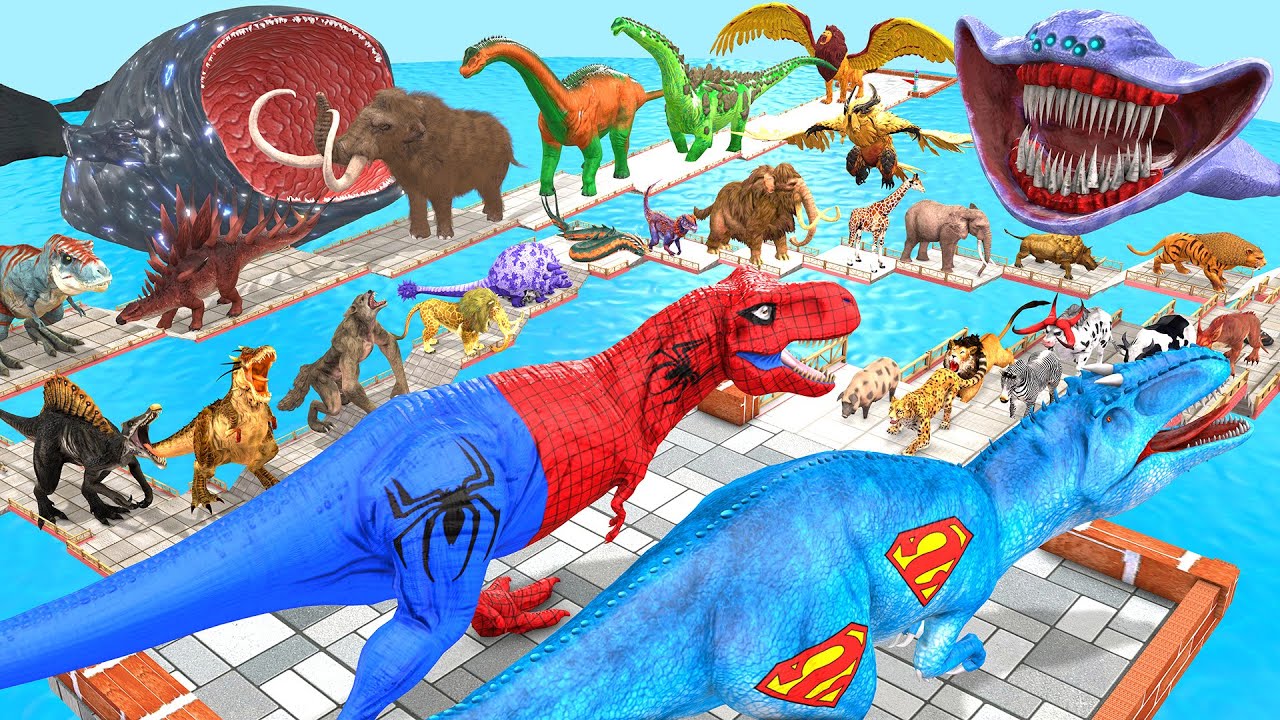 EPIC GIGA SPIDER T-REX DEATHRUN The Toughest of All Animals Dinosaurs Fight Animal Revolt Battle Sim