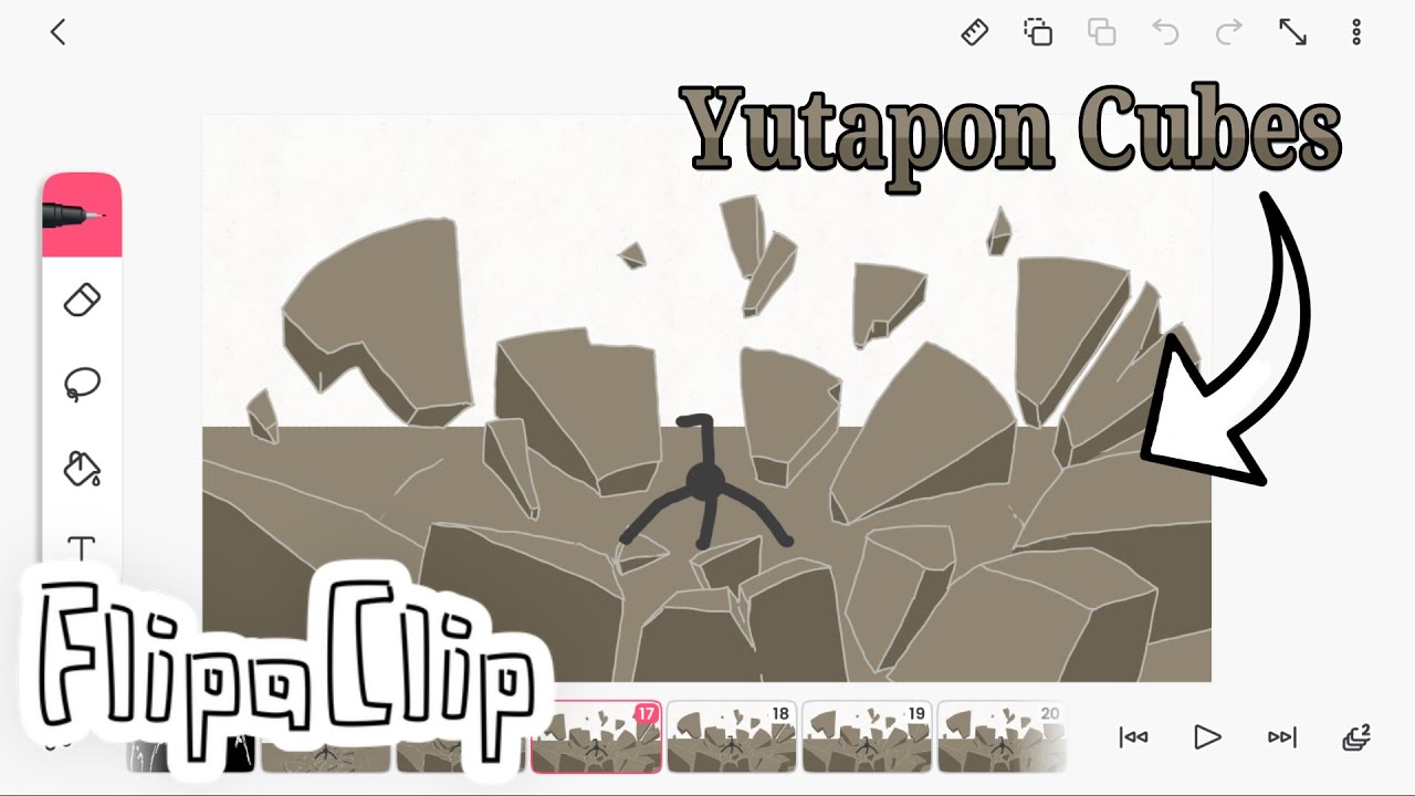 Как анимировать удары камней/кубов ютапона на FlipaClip