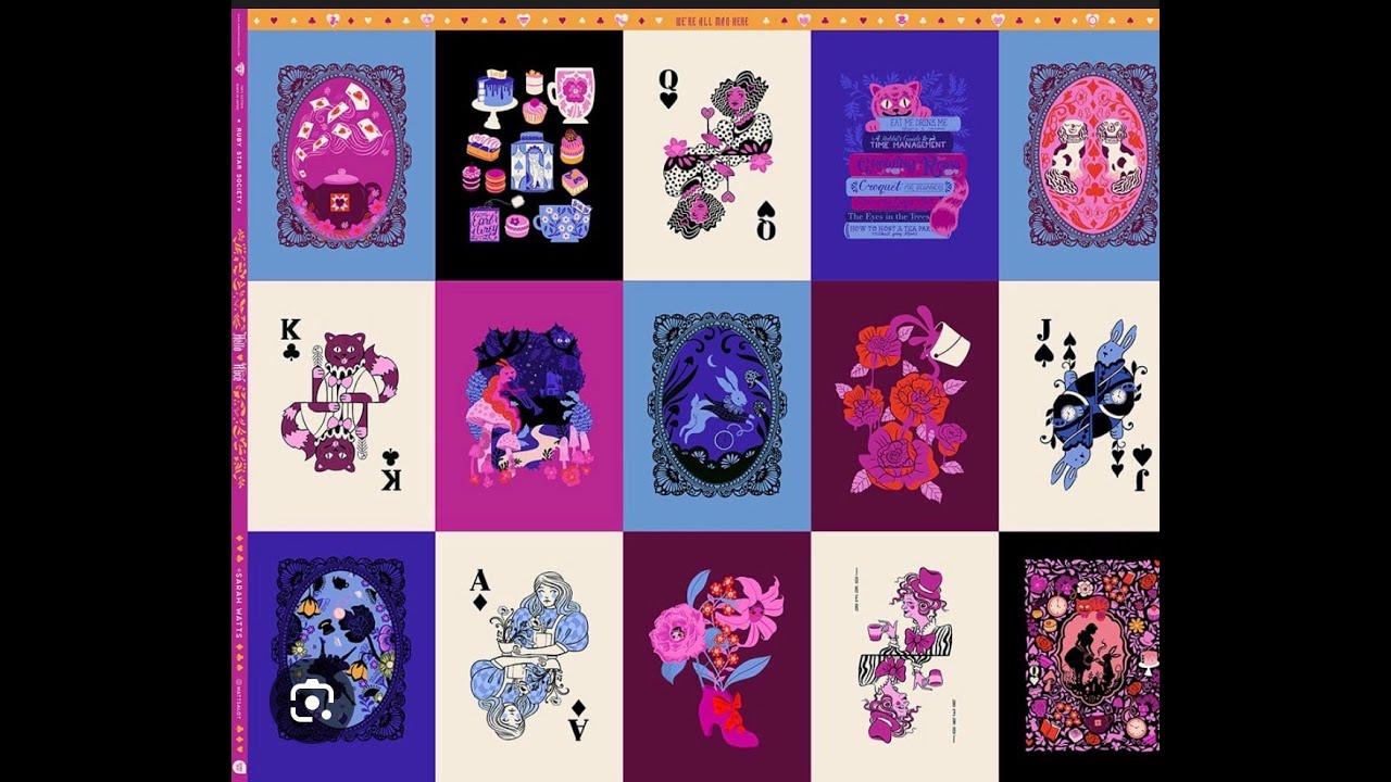Creative idea for a panel quilt inspired by Alice in Wonderland 