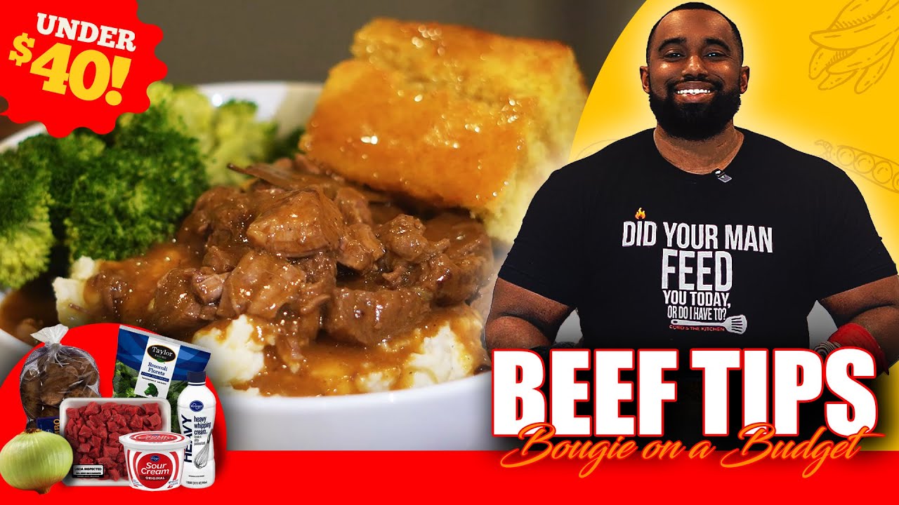 Feed the Whole Family for Under $40! - Beef Tips, Garlic Mashed Potatoes & Honey Cornbread