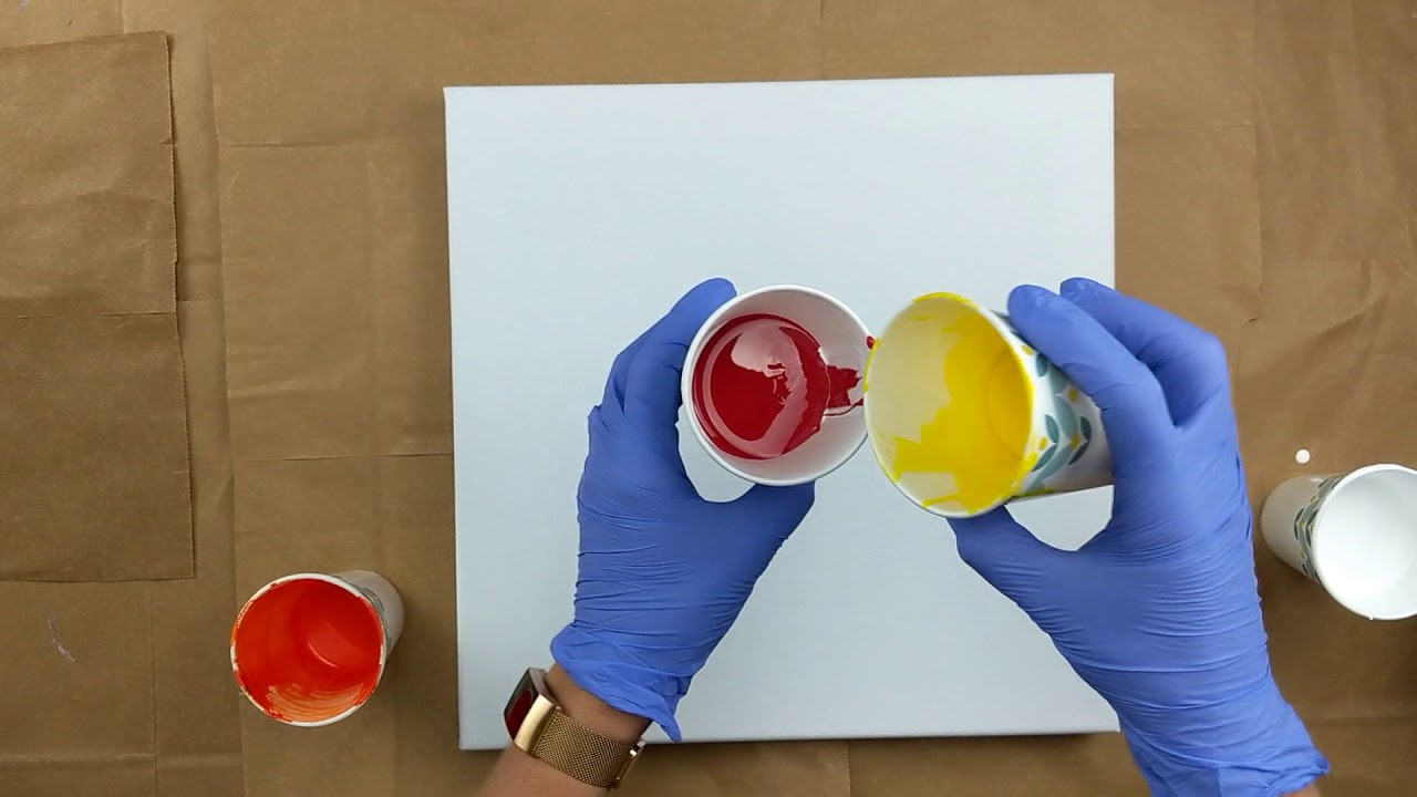 (180) Acrylic Pour Painting Ring pour with cloud effect