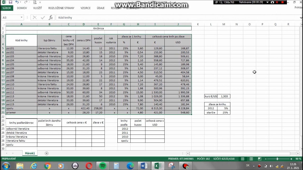 Excel  funkcie COUNTIF,SUMIF