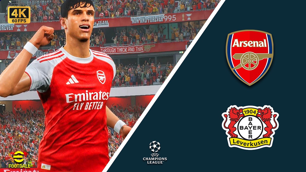 Arsenal vs Bayer Leverkusen | Champions League 2025-26 | Efootball | 4K 60FPS