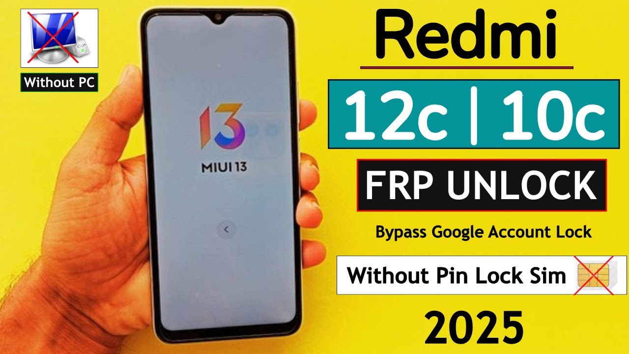 Xiaomi Redmi 10c | 12c Frp Unlock/Bypass Google Account Lock | MIUI 13 Update - Without PC