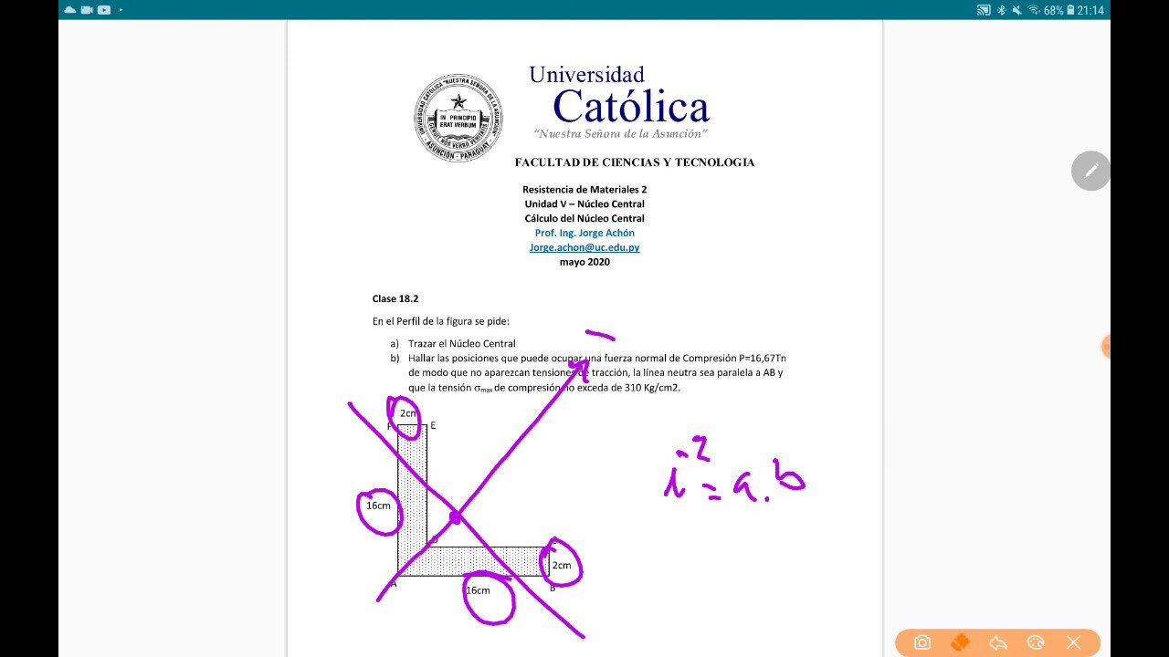 Nucleo Central - Unidad IV - Clase 18 - Ejercicio 2 - Resistencia de Materiales 2