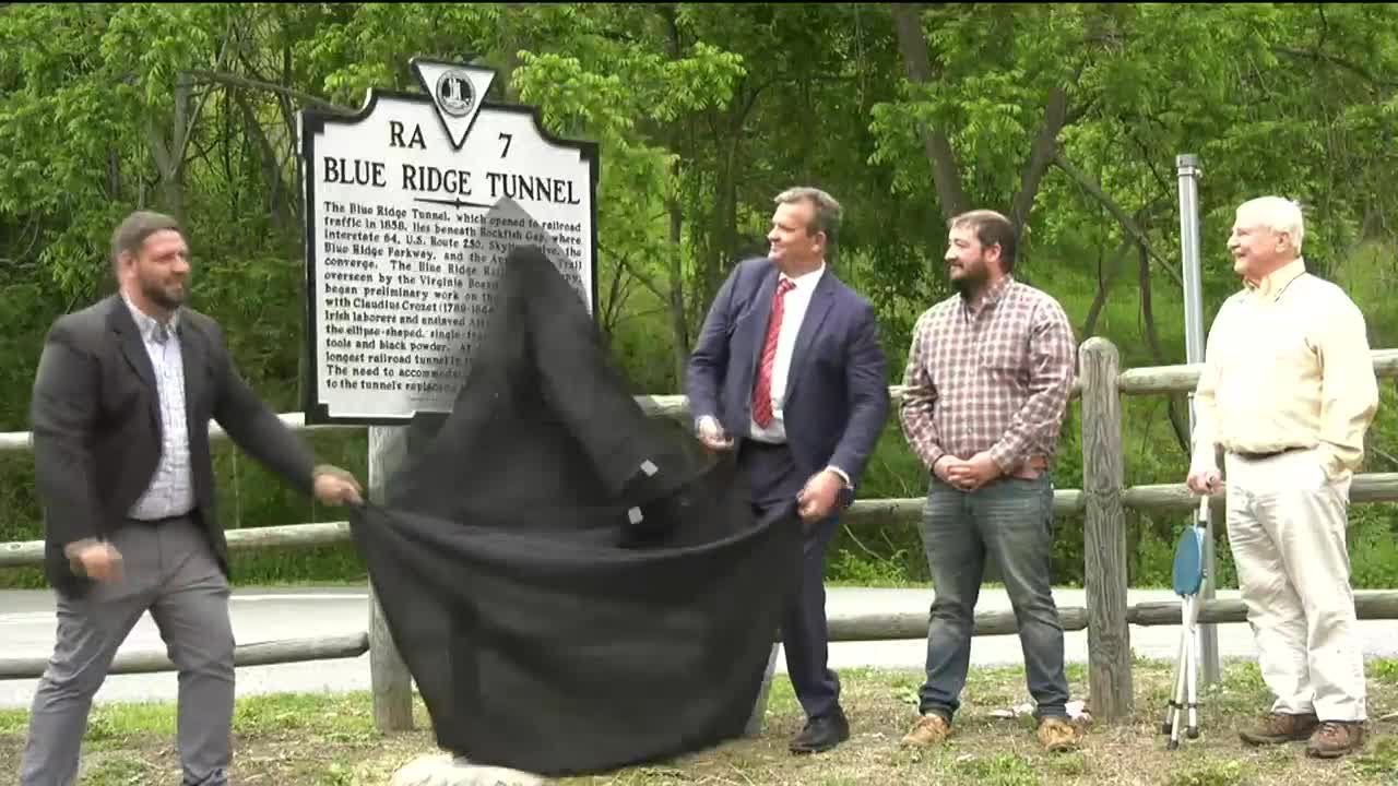 Historical marker dedicated to Blue Ridge Tunnel