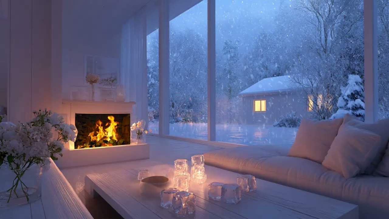 Soft Winter Piano Ambience | Snowy Night Calm Music for Studying, Reading and Relaxing