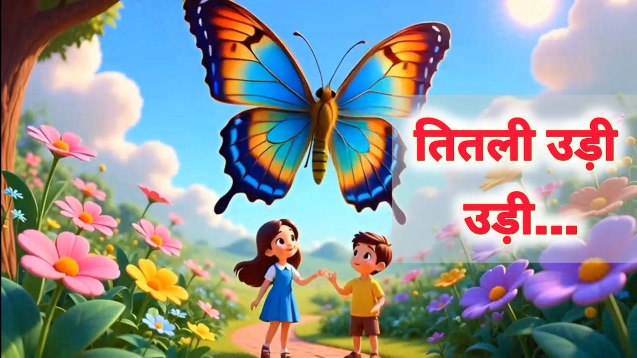 Hindi  Nursery Rhymes | तितली उड़ी उड़ी  | Titli Udi ~Udi Hindi Rhymes For Children #Chiku Rhymes