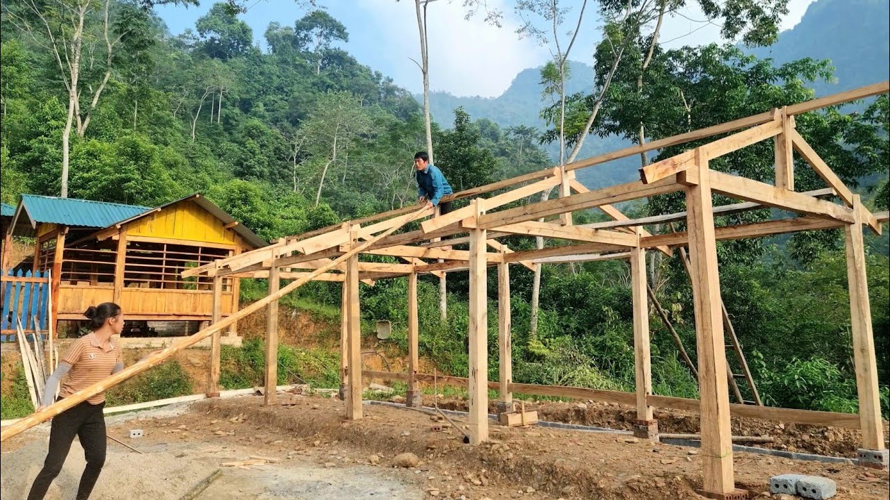 FULL VIDEO: 35 days to build an assembled wooden house (CABIN), build a barn, | Dang Thi Mui