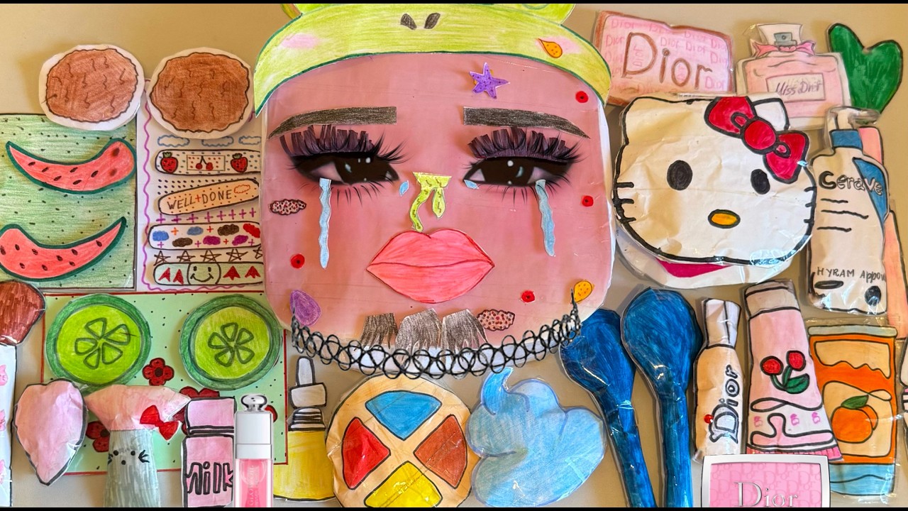 🔥 ASMR Paper DIY: Pink Roblox Girl Makeup & Skincare! RELAXES #asmr #paperasmr #relaxing #roblox