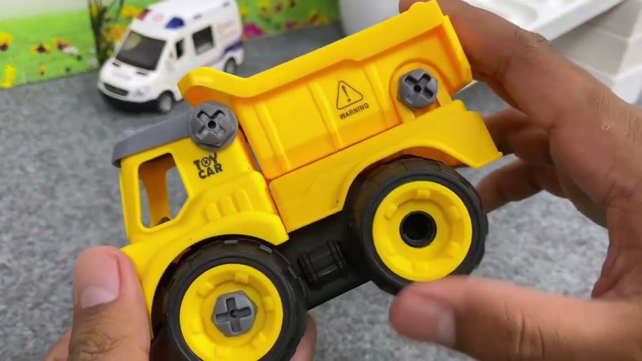 Marble Run Race ☆ HABA Slope & Retro Makita Truck, Excavator, Garbage Truck, Dump Truck, Ambulances