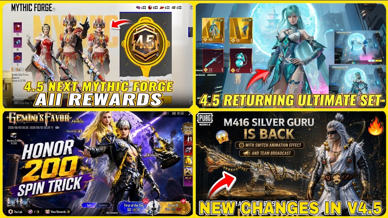 😍 4.5 NEXT MYTHIC FORGE FULL LOOK | NARUTO PRIZE PATH | HONOR SPIN TRICK | M416 SILVER GURU | PUBGM