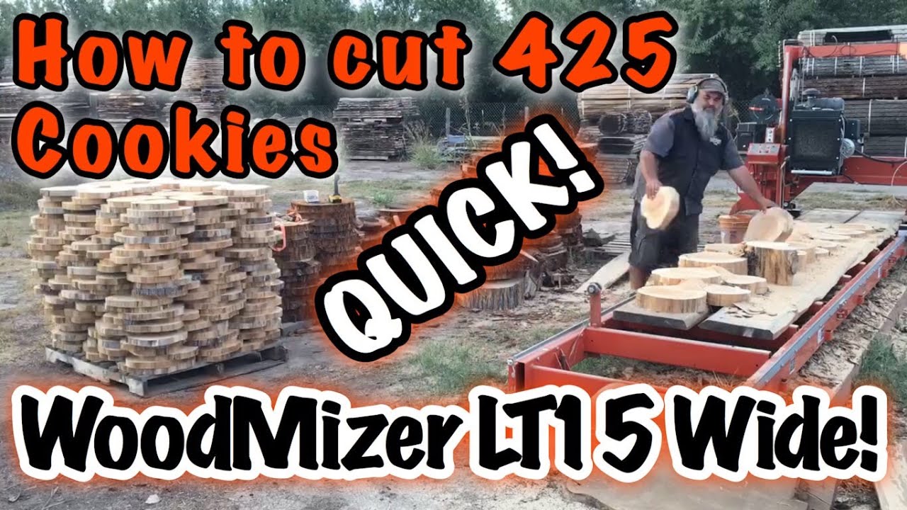DIY Cookie wall cutting on WoodMizer LT15 Wide Head sawmill, Cypress Cookies for wall decorations