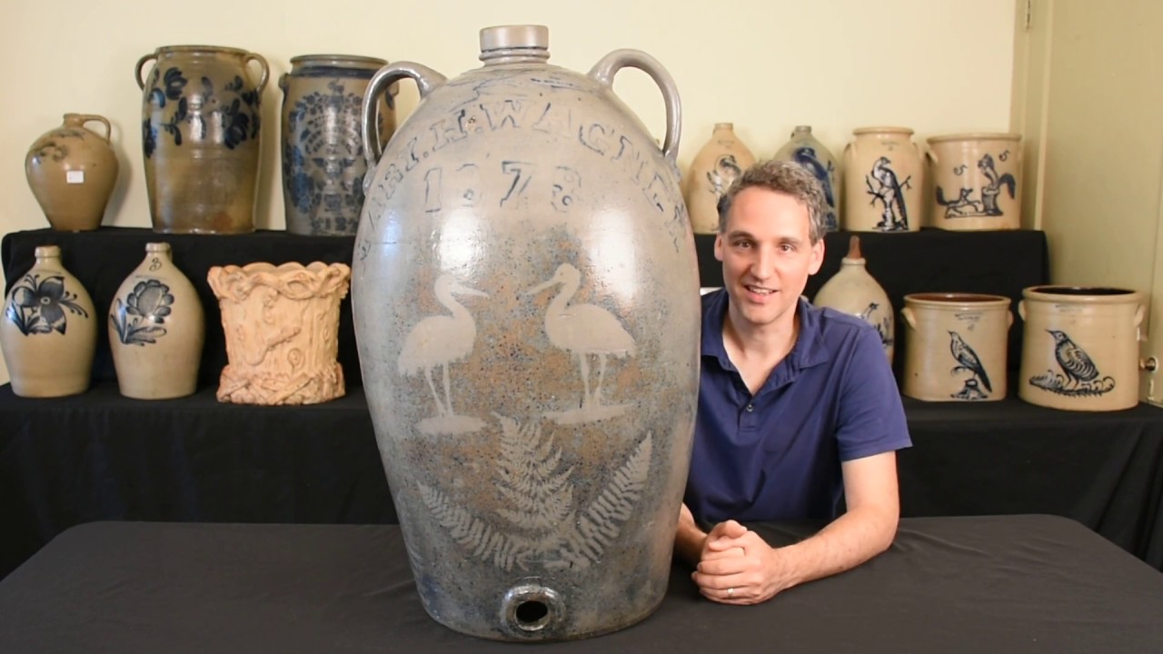 Gigantic Antique Southwestern PA Stoneware Jug Cooler, 1878