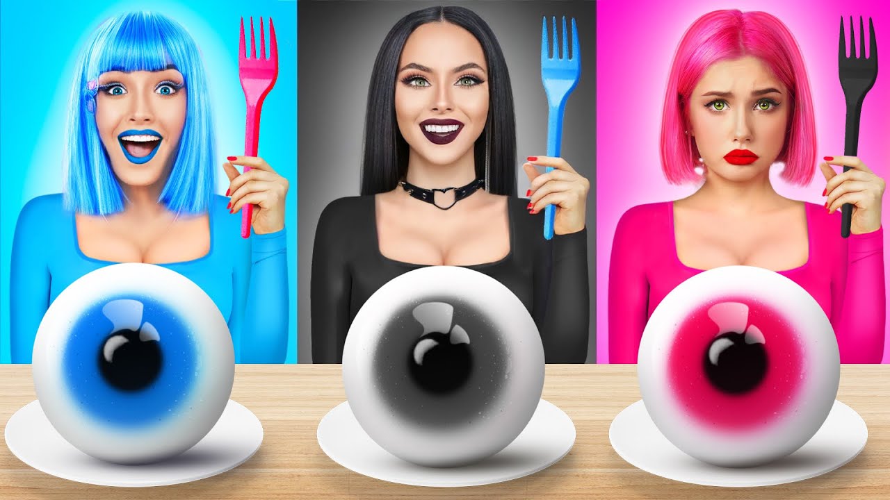 Pembe VS Mavi VS Siyah Yiyecek M&uuml;cadelesi | RATATA POWER&rsquo;dan 24 Saat Tek Renk Yemekle Lezzetli Savaş