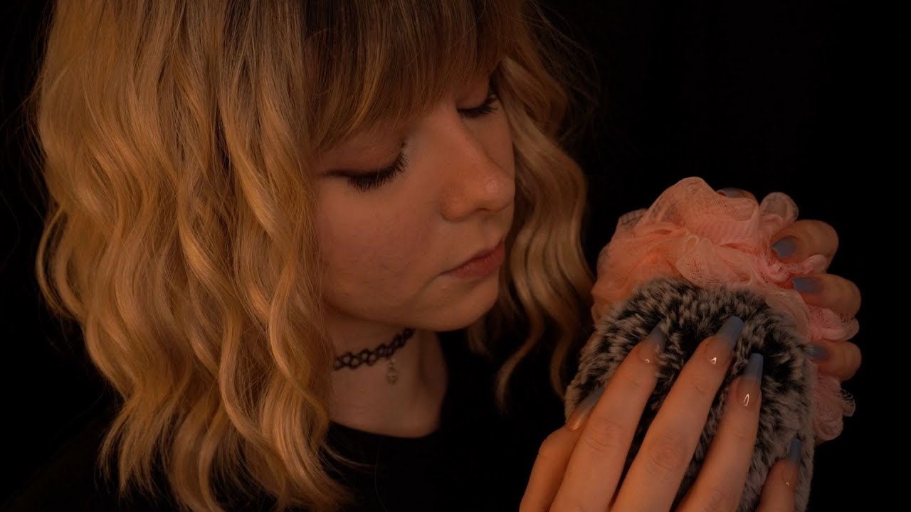ASMR | Head Massage, Bassy Blowing & Loofah Sounds in the Rain - no talking, Crinkles