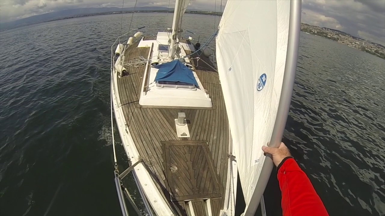 2017 May 20 - Dufour 35 - setting the new selftacking jib