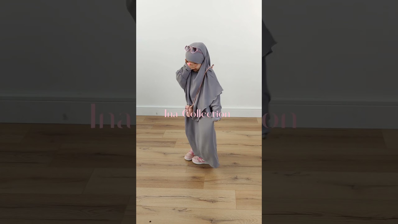 Abaya and Khimar Set Kids Bounaya Jazz-grey🤍🤍#abayafasion #hijab #abayamodern #abayahijab
