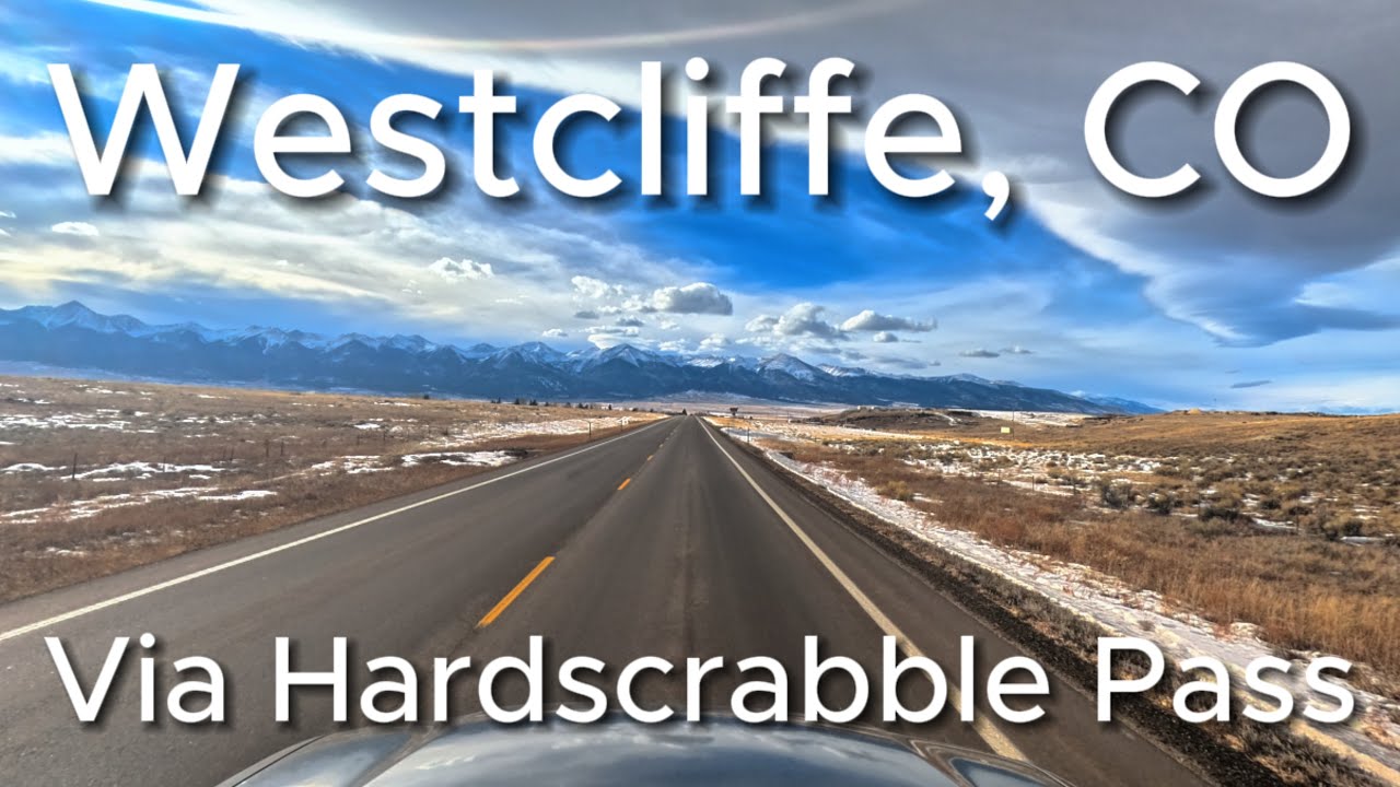 Hardscrabble pass to Westcliffe Colorado.  Snow capped Sangre de Christo's.  4K virtual road trip