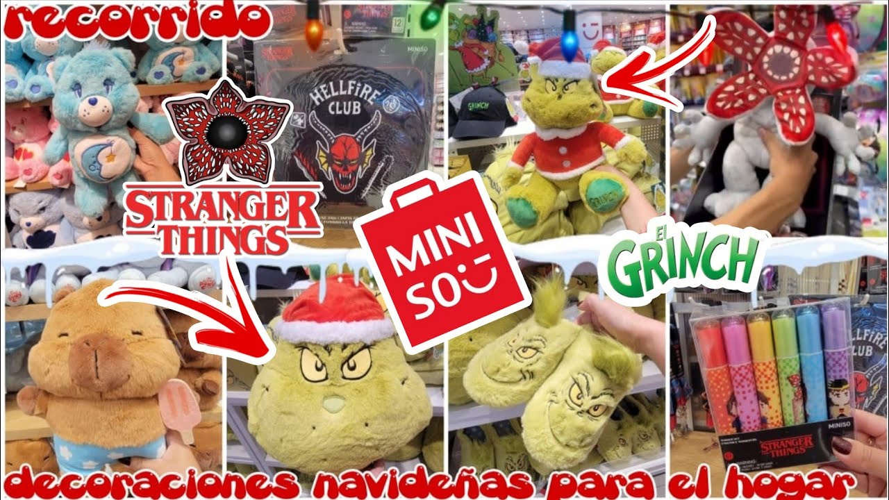 MINISO RECORRIDO NAVIDE&Ntilde;O 🎅🏻⛄🍬STRANGER THINGS 5 🎲❤️ GRINCH 💚 IDEAS DE REGALOS NAVIDE&Ntilde;OS 🎁🧑🏻&zwj;🎄🍪 