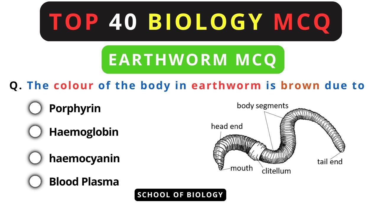 TOP 40 Biology MCQ | Earthworm MCQ for All Competitive Exams 2025