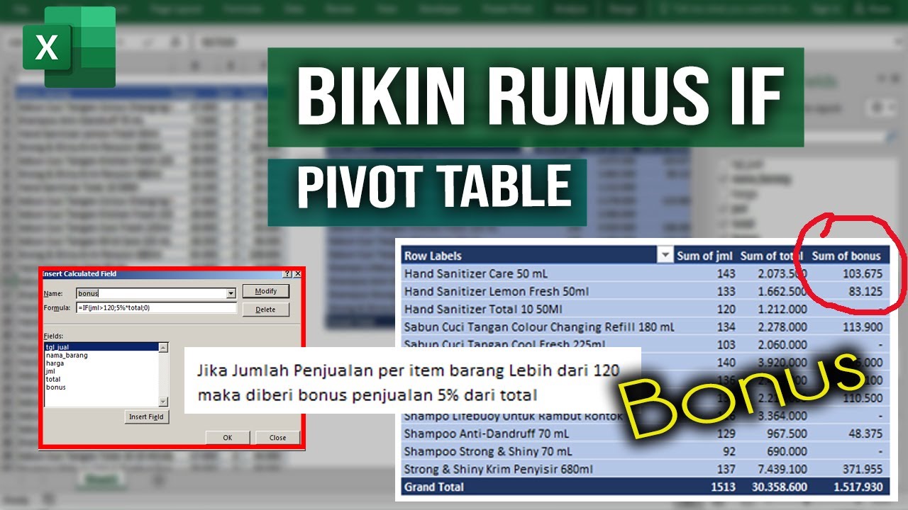 Rumus IF di PIVOT TABLE Untuk Membuat Bonus Penjualan