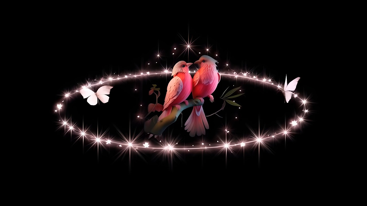 Romantic Love Birds Black Screen Video 🐦💖 | 🌸 Magical birds in ring light black screen effect