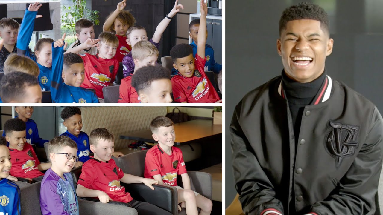 Marcus Rashford gets quizzed by a room full of football-mad kids!