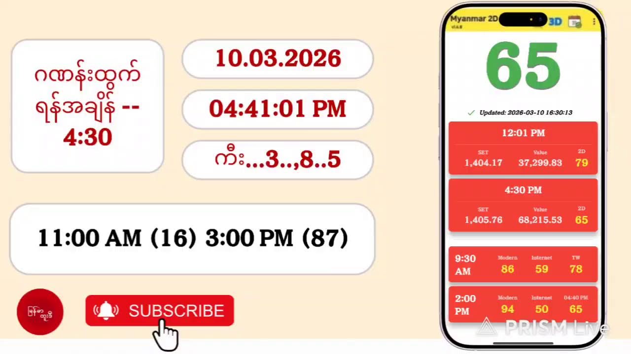 10.03.2026 | 4:30 |အဂ်ါညနေ 2D Live