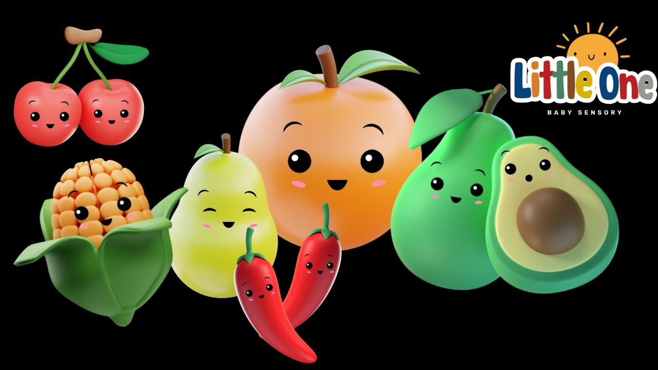 Танцующие овощи - Танцующие фрукты - Милая анимация - Сенсорное видео для малышей - Высококонтрас...