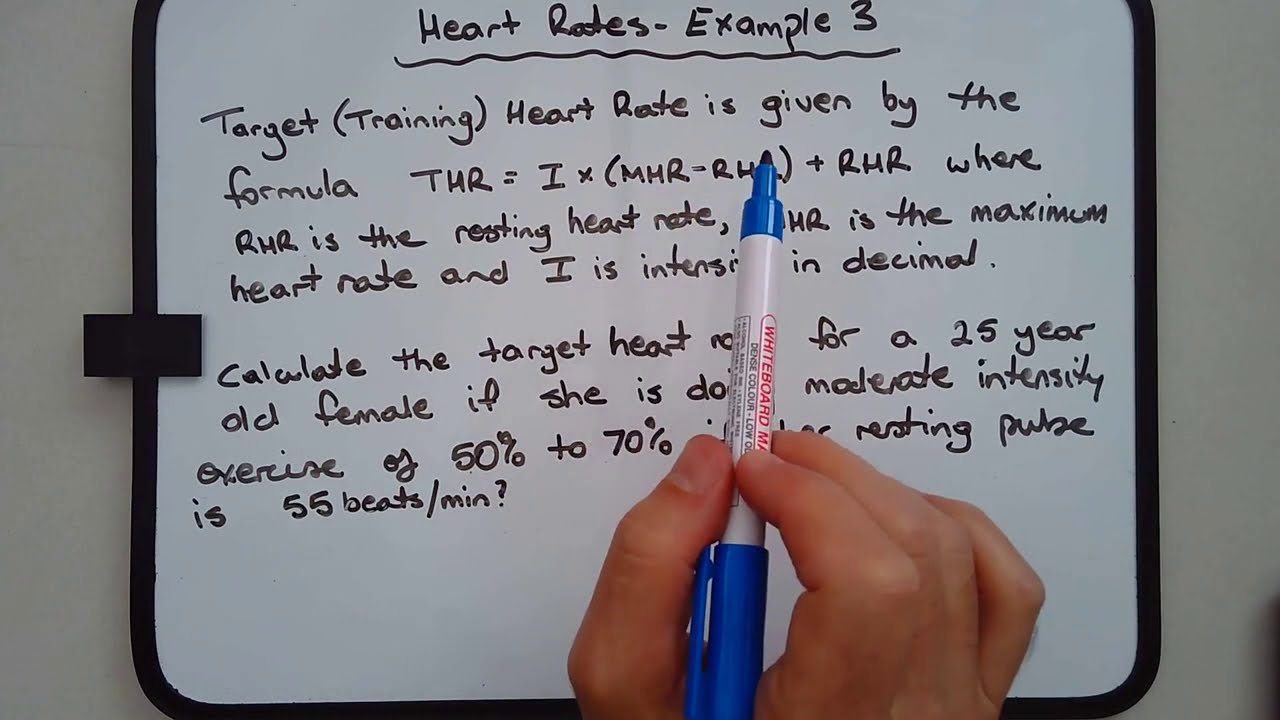How to solve worded problems involving maximum, target & resting heart rates (MHR, THR, RHR)