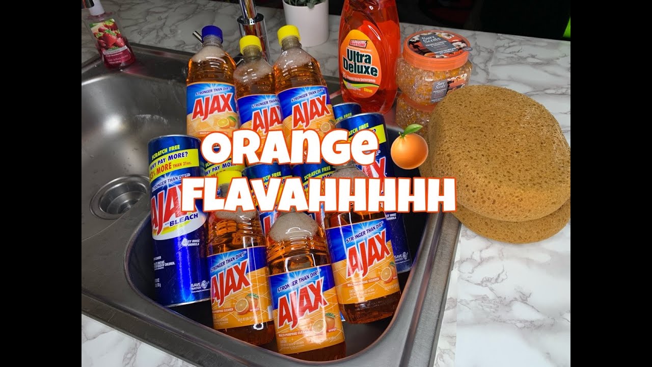 ORANGE 🍊 FLAVAHHHH PASTE | ASMR SPONGE SQUEEZING | BLEACH RINSE 😍 | 8 CANS AJAX 💙