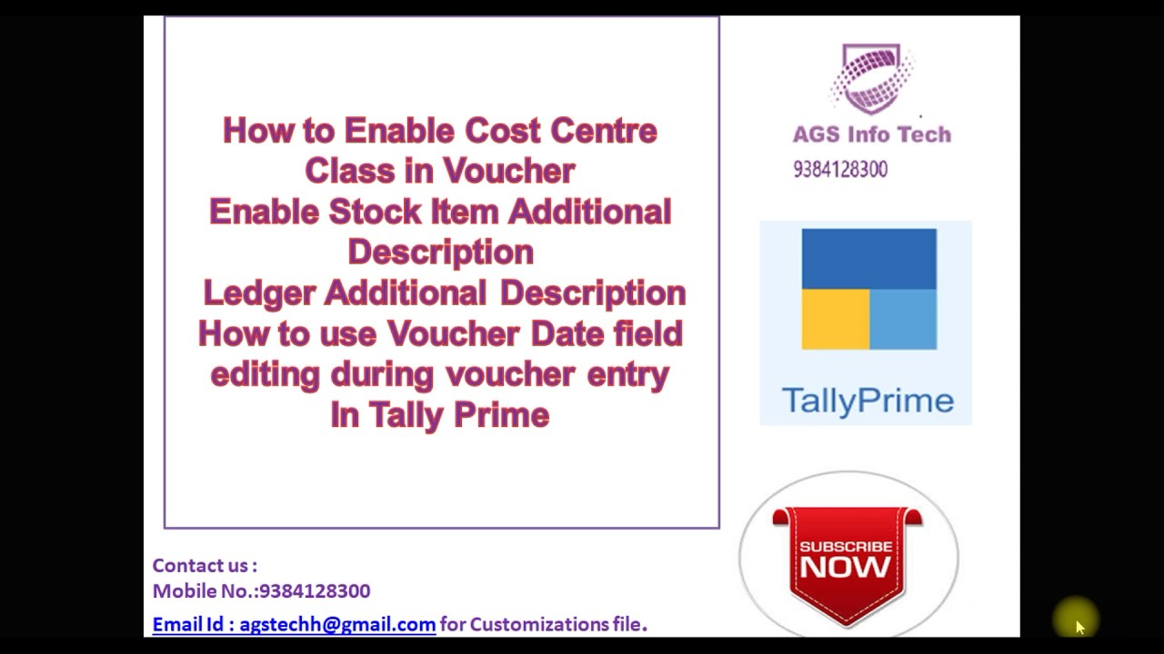 How to Enable Costcenter Class Stock Item And Ledger Additional Description Edit Date In Tally Prime