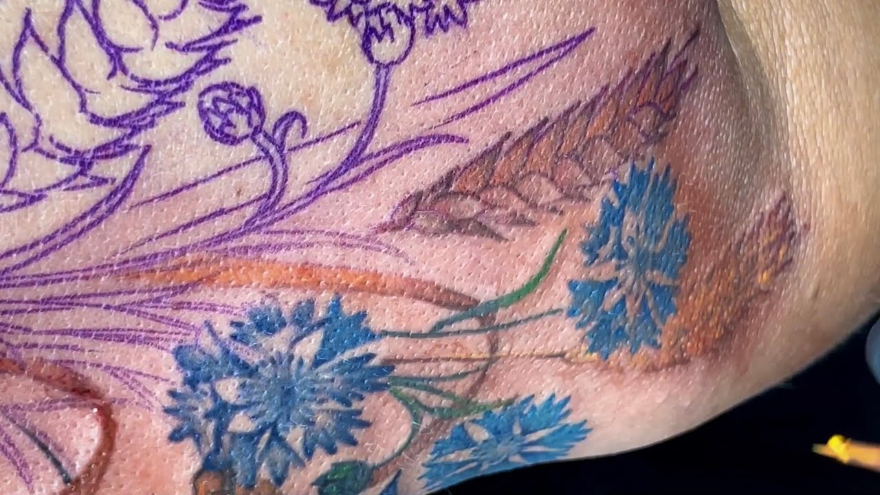 Color flowers tattoo | Time lapse