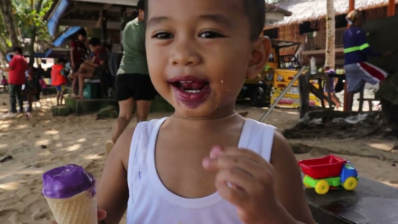 Baby eating ice cream