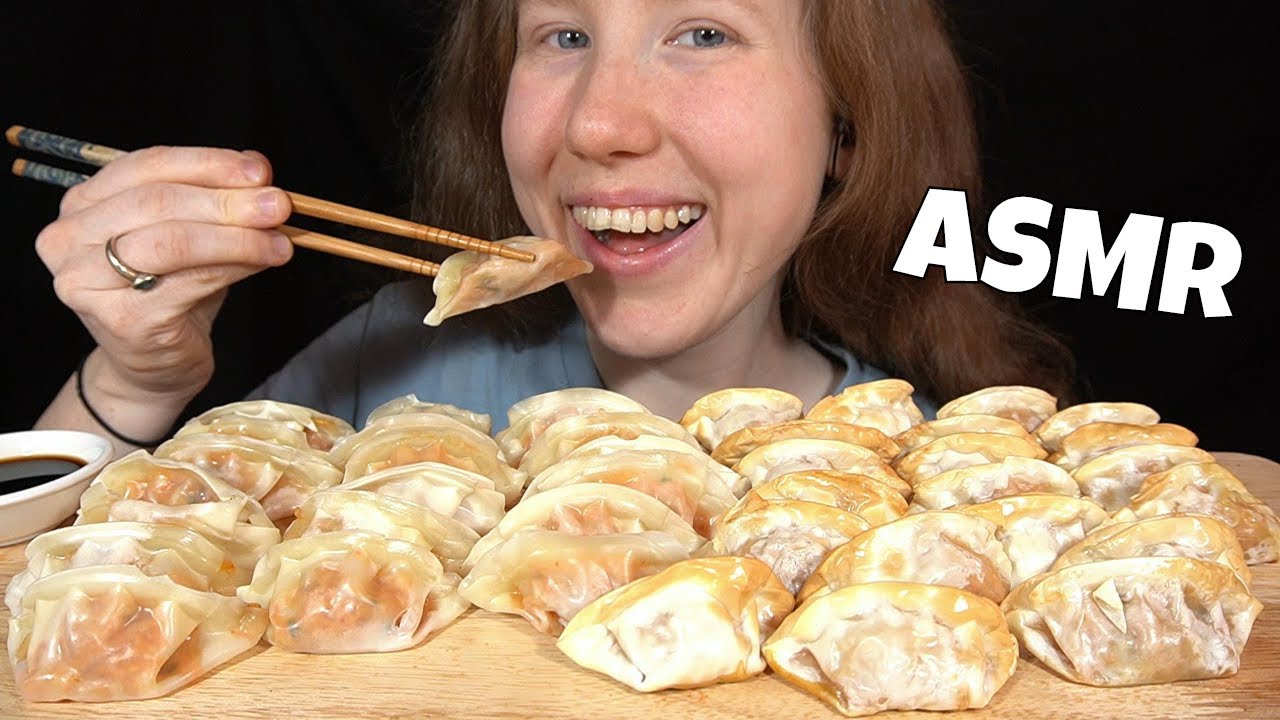 ASMR 40 KIMCHI DUMPLING MUKBANG (With Jordan Sloth Eats) EATING SOUNDS