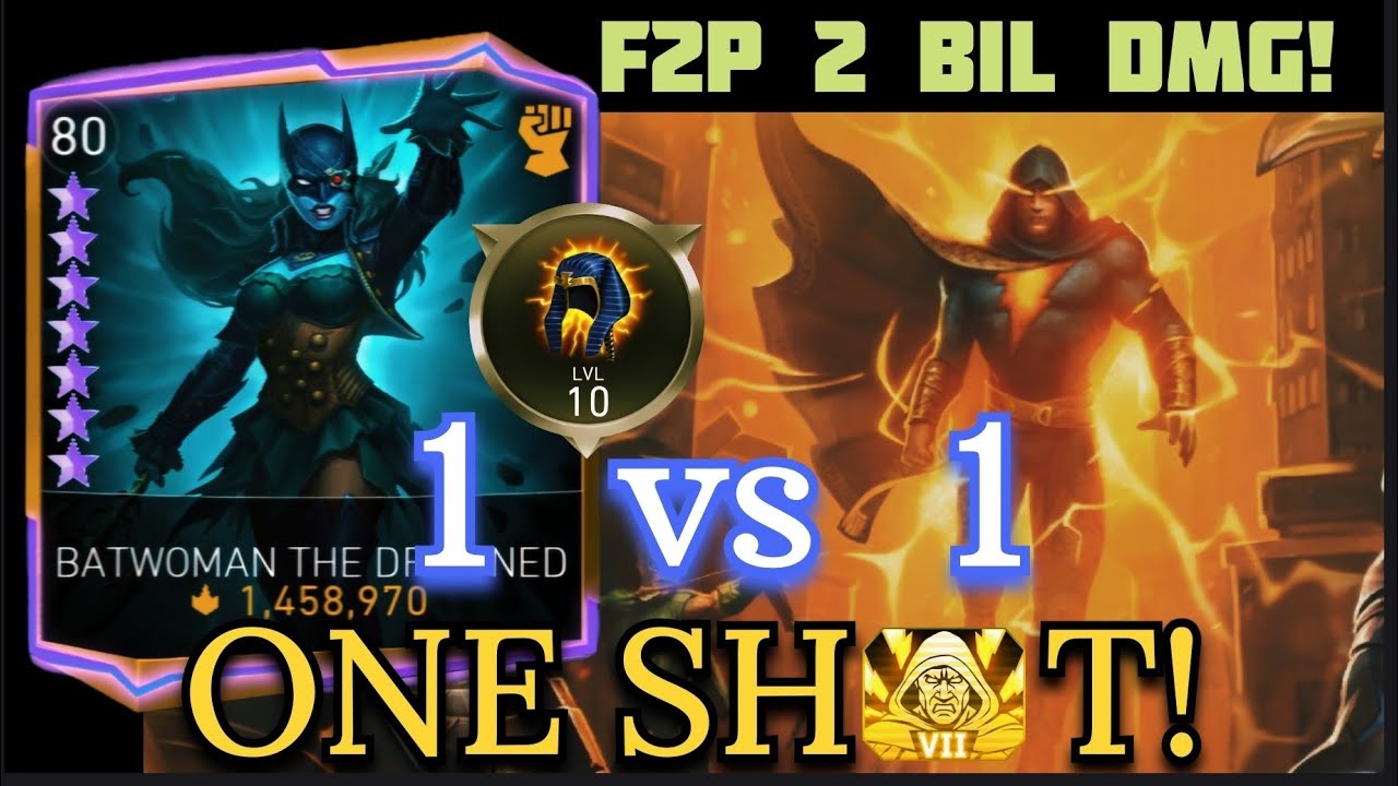 BATWOMAN 1 vs 1 Boss BLACK ADAM = F2P ONE SHOT!🔥 H7 Ancient Judgment Solo Raid in Injustice 2 Mobile