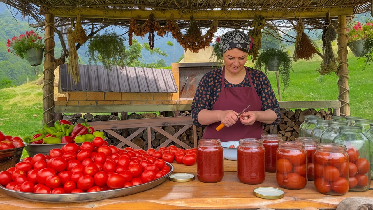 Traditional Winter Tomato Preserving in Our Village