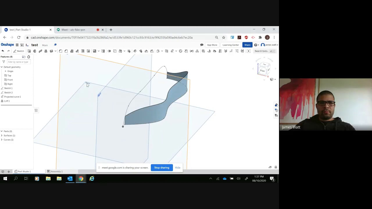 Using 'Projected Curve' to create organic surfaces  1