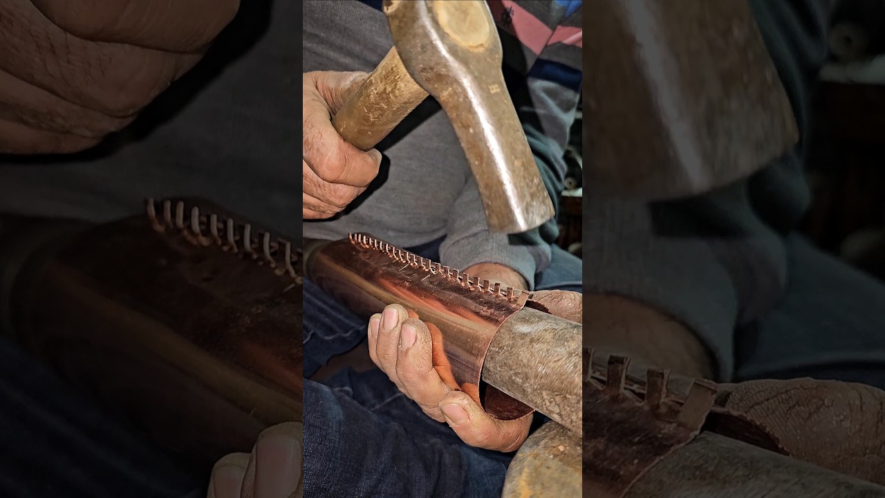 Connecting two copper edges for making pipes #satisfying #shorts #blacksmith #tools