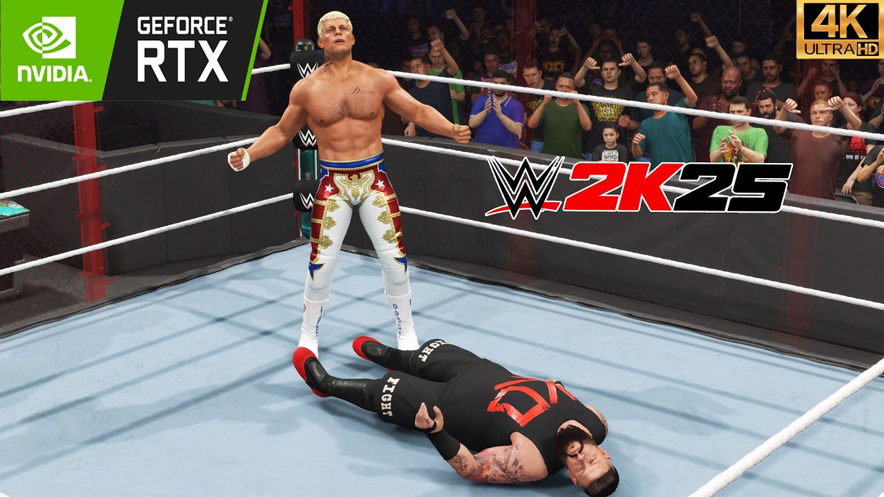 WWE 2K25  : Kevin Owens vs Cody Rhodes – HELL IN A CELL WAR! (4K60fps)