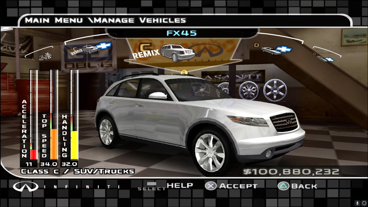 Midnight Club 3 Customization Infiniti FX45